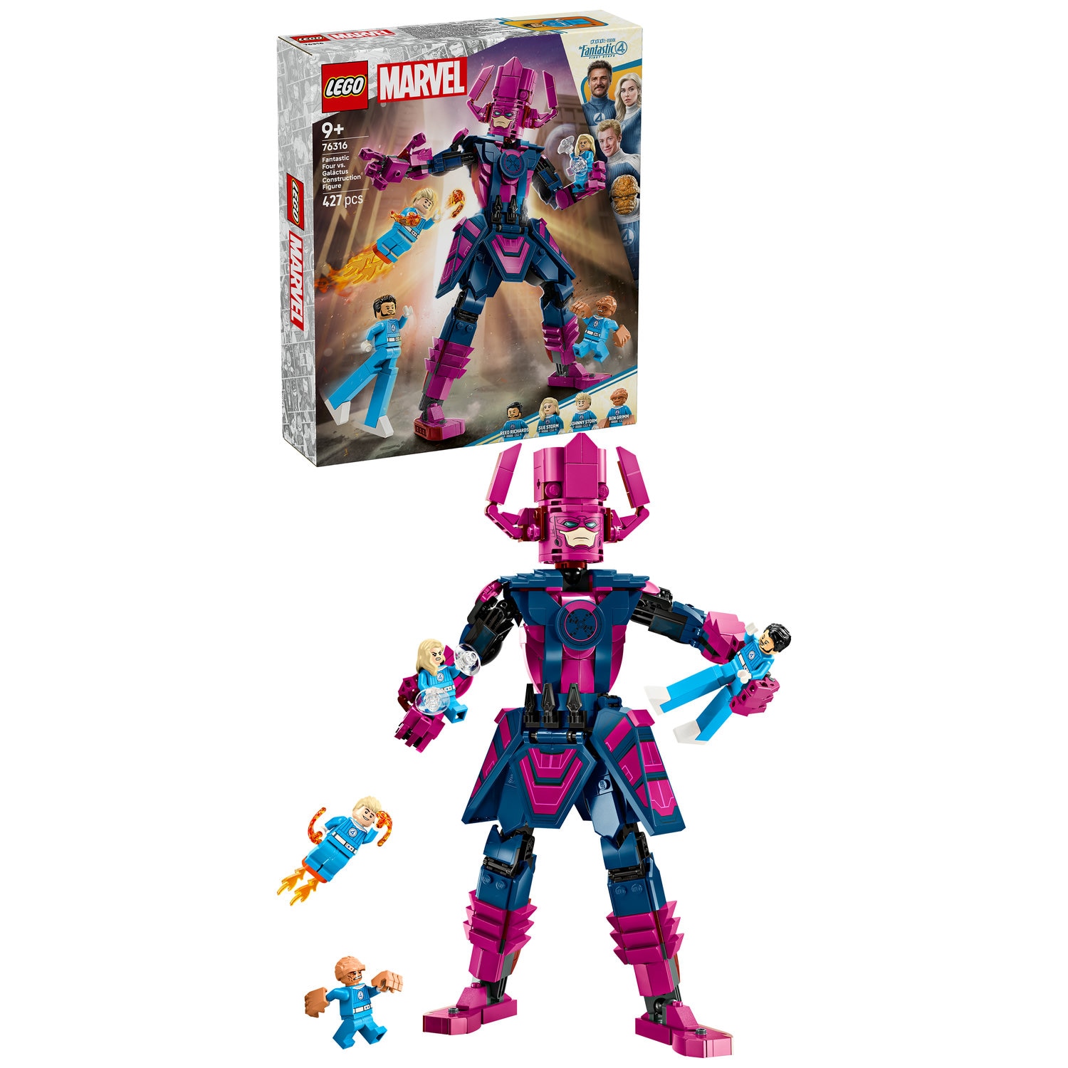 LEGO® Marvel - Figurina de constructie Cei patru fantastici vs. Galactus 76316, 427 piese