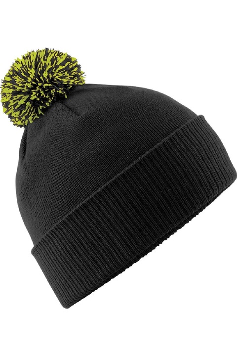 Шапка за възрастни Beechfield, Един размер, Black/Lime Green