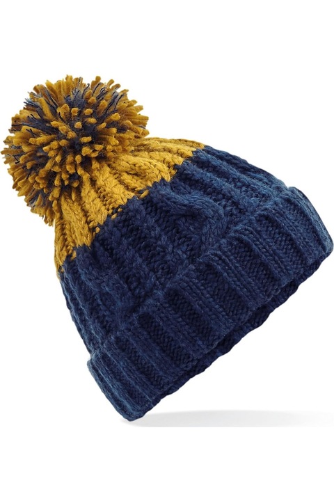 Шапка за възрастни, Beechfield Apres, Oxford Navy/горчица Един размер