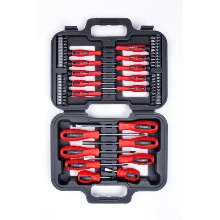 GROSLEY csavarhúzó készlet 58 részes (Lapos, Philips, Torx és bitkészlet)