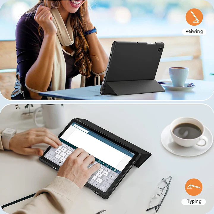 Husa tableta pentru Samsung Galaxy Tab A9 8.7", VIENOD®, TPU Smart Cover, functie de suport, negru