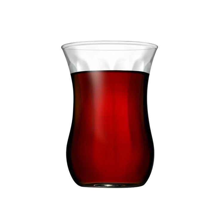 Set 12 Cesti pentru Ceai, Pasabahce, Model Optikli, Sticla Transparenta, Design Elegant, 120ml