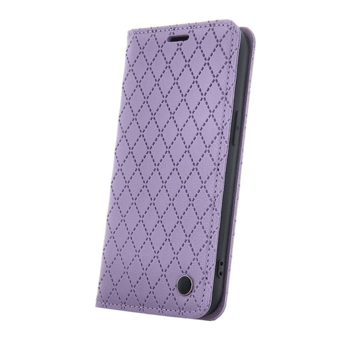Калъф за книга, Кариран, Елегантен, Съвместим с Xiaomi Redmi Note 14 pro 5G, G-Tech Flip Book, Магнитно закопчаване, Джоб за карти, Премиум стойка, Лавандулово лилав