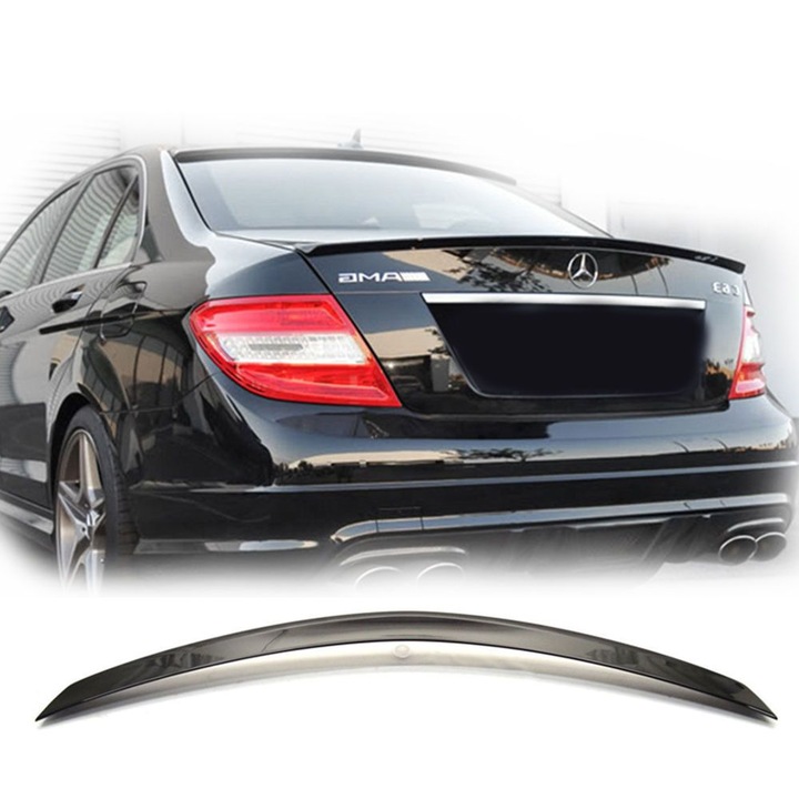 Eleron portbagaj compatibil Mercedes W204 model AMG plastic ABS vopsit profesional negru lucios 040, 40, 9040, C040 Black CALITATE PREMIUM