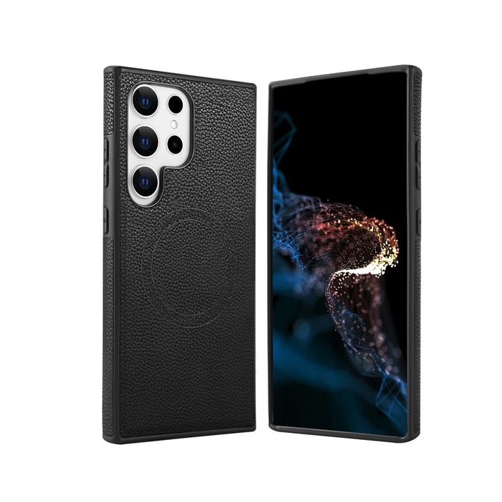 Husa telefon pentru Samsung Galaxy S24 Ultra, piele de inalta tehnologie, protectie profesionala, cu 2 protectii pentru ecran