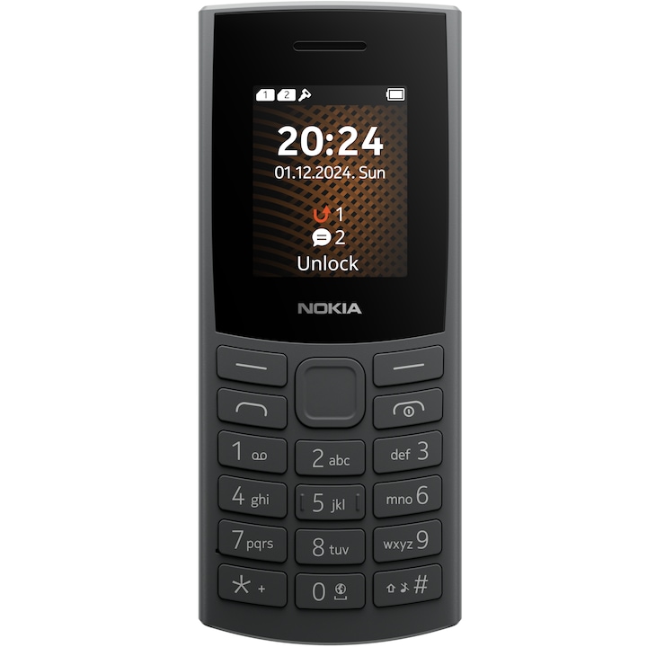 Мобилен телефон Nokia 105 4G (2024), Dual SIM, Charcoal