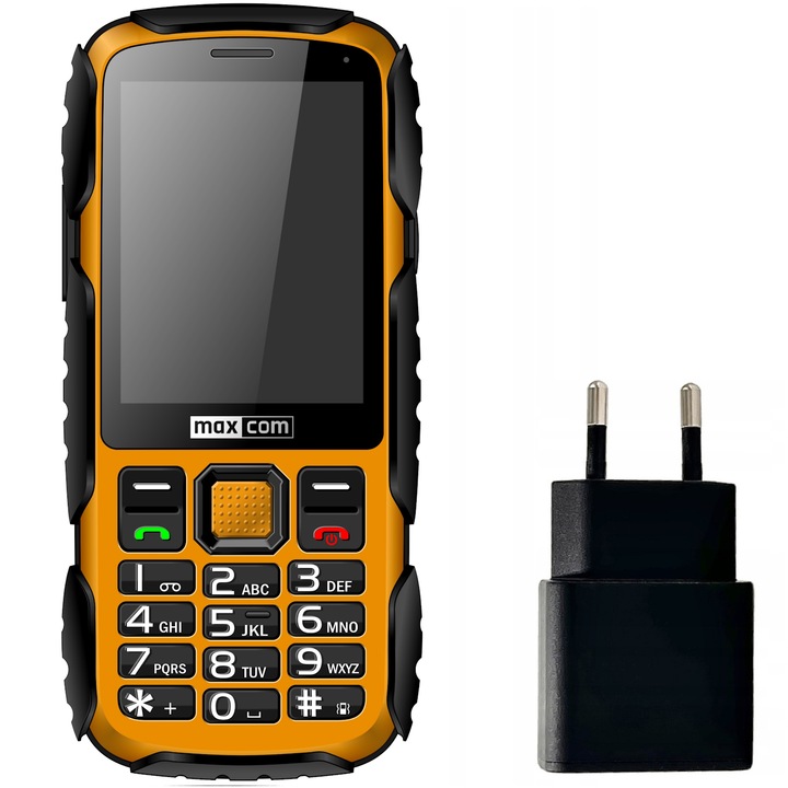 Мобилен телефон Maxcom MM920 Light, Yellow + Мрежов адаптер Maxcom 10W