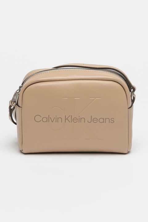 CALVIN KLEIN JEANS, Чанта през рамо от еко кожа с лого, Бежов