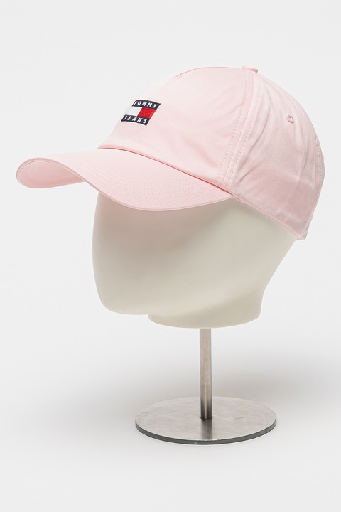 Tommy Jeans, Sapca baseball de bumbac organic cu logo Heritage, Roz deschis