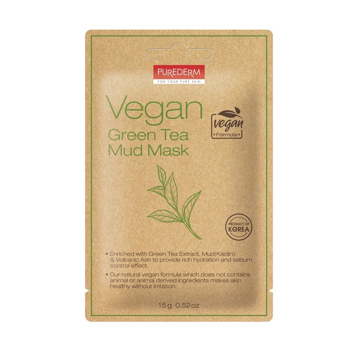 Purederm Vegan Green Tea Mud Pack, 15 g