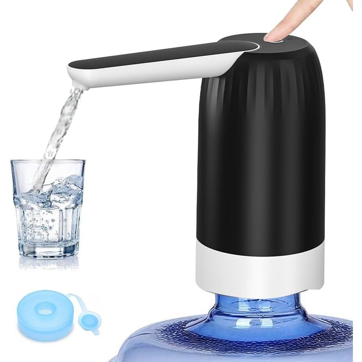 Elektromos vízadagoló, tömítéssel, usb töltés, kivehető, 3-20 liter palackok, fekete(Szobahőmérsékletű víz Víztároló)
