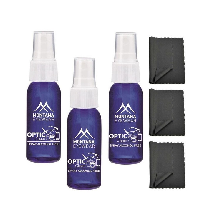 Set 6 produse - 3x Plyn de ingrijire 120ml, 3x Sciereczka Premium microfibra, negru, 18x15cm