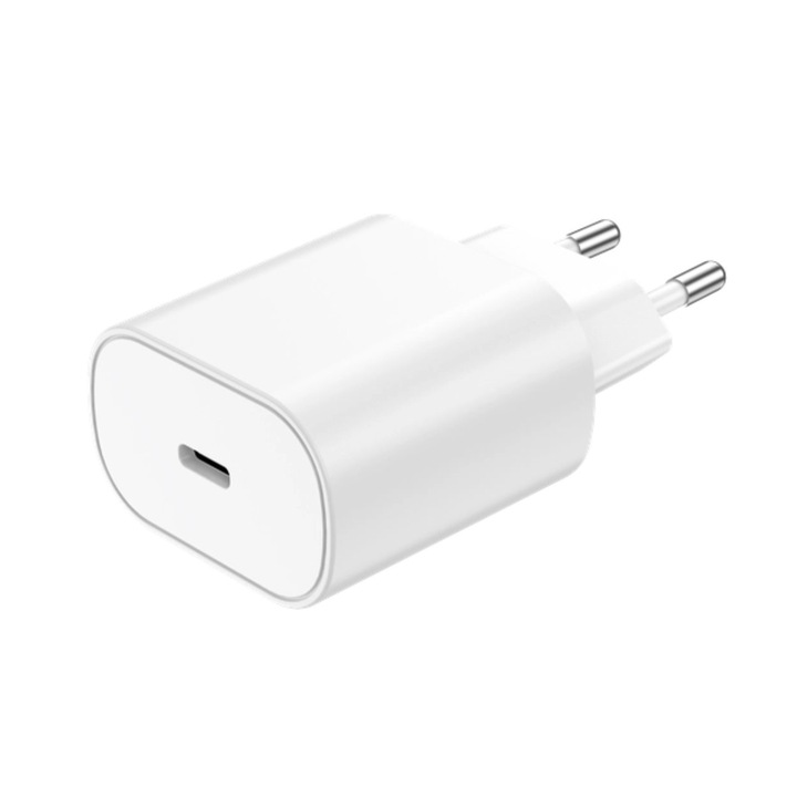 USB Type C töltő Euro aljzattal, Jellico C35 10651, 25W, gyorstöltés, 100 - 240V, 3A, fehér