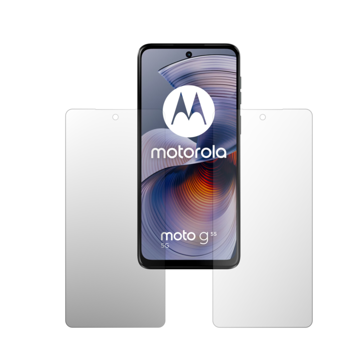 Комплект от 2X Folie24 протектори за екран, за Motorola Moto G55, 1X Ultra-Clear + 1X Matte, подходящо за калъфа покритие (съвместим с калъфа), лепило, гъвкаво със саморегенерация
