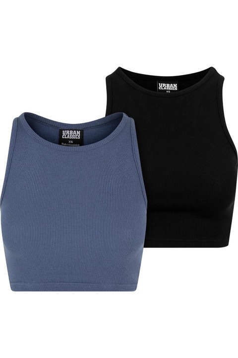 Crop Top Urban Classics Women, Vintage blue / black 3XL INTL