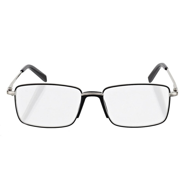 Ochelari de vedere corectivi pentru citit, Stylion, +2.00 dioptrii, metalici, negru/argintiu
