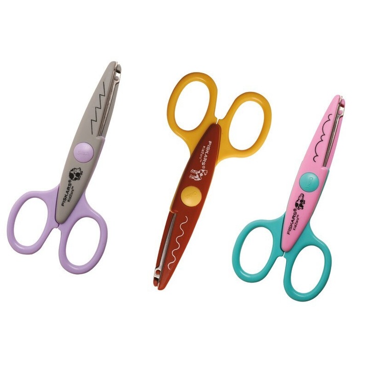 Foarfeca ondulata, Fiskars, 3 piese, model animal