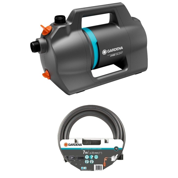 Gardena Pompa de gradina 4100 Set silentios cu furtun de aspiratie