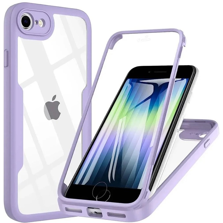 Husa Protectie compatibila cu iPhone 7/8/SE 2, SE 2020/SE 3, SE 2022 + Folie inclusa, MaiDestept, F93, Lexgard, Plum Violet