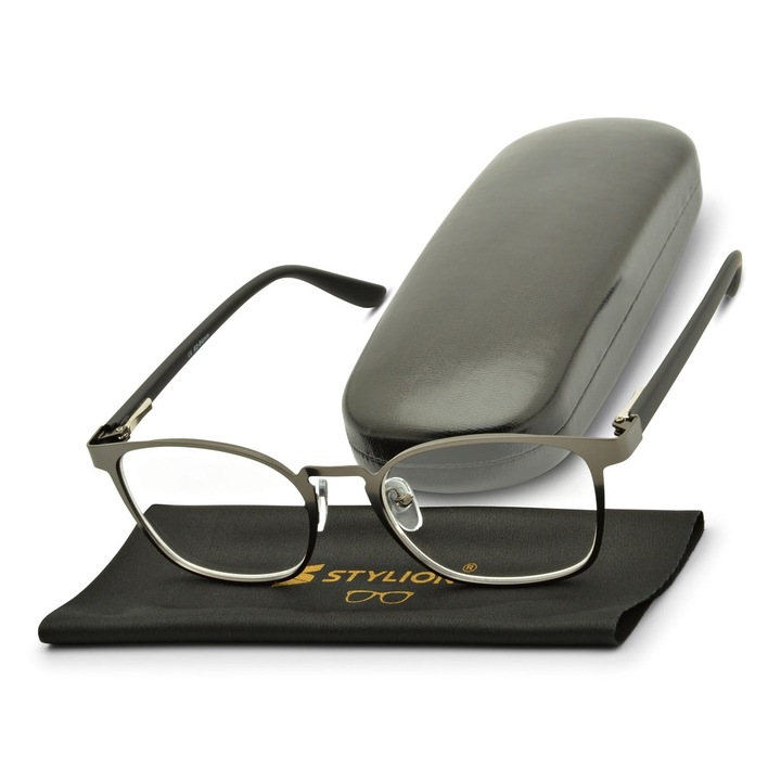 Ochelari de citit, Stylion, Otel, +2.00 dioptrii, Grafit