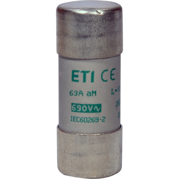 Siguranta fuzibila cilindrica aM, curent alternativ, 22x58, 63A, 690V, CH22x58, 002652050, ETI
