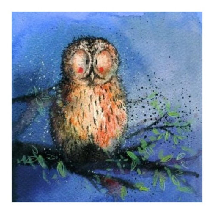 Поставка за чаша Alex Clark, Нощна сова, 10x10cm, ламинирана, с корково дъно