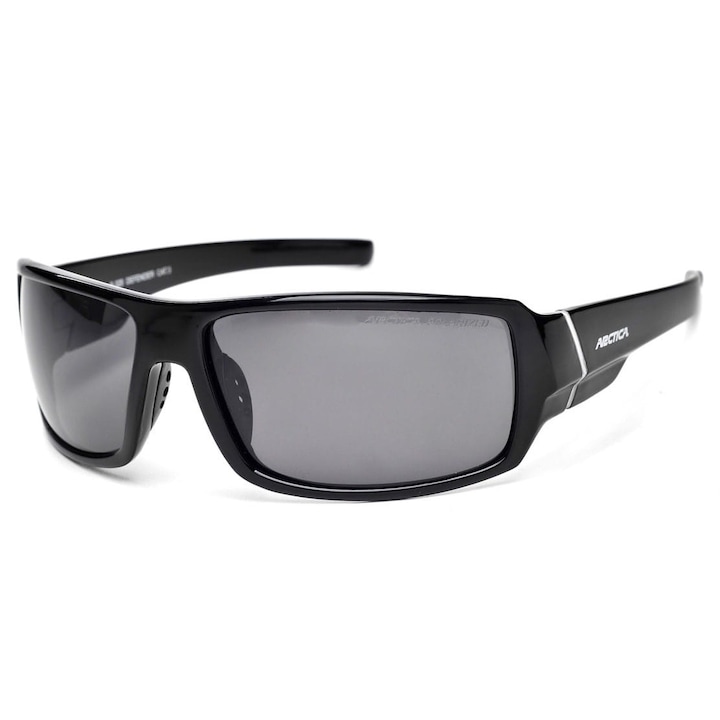 Ochelari de soare sportivi, Arctica, polari, negru, 14x4.4cm, set cu etui, sac si servetel
