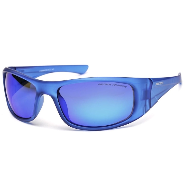 Ochelari sportivi polariizatori Arctica, rame mata albastra, lentile revo albastre, UV400, set cu etui tare si moale