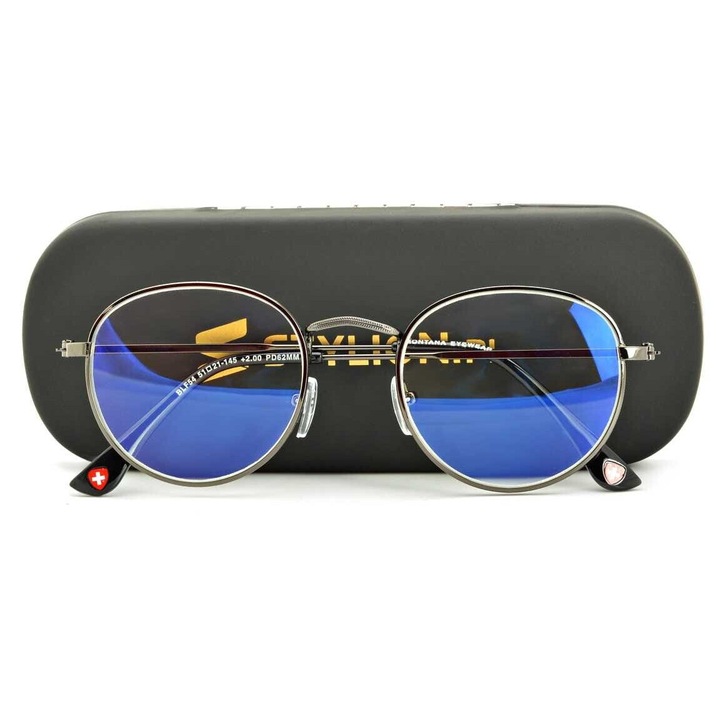 Ochelari de citit, stylion, HBLF54, grafit, +2.5, cu filtru de lumina albastra