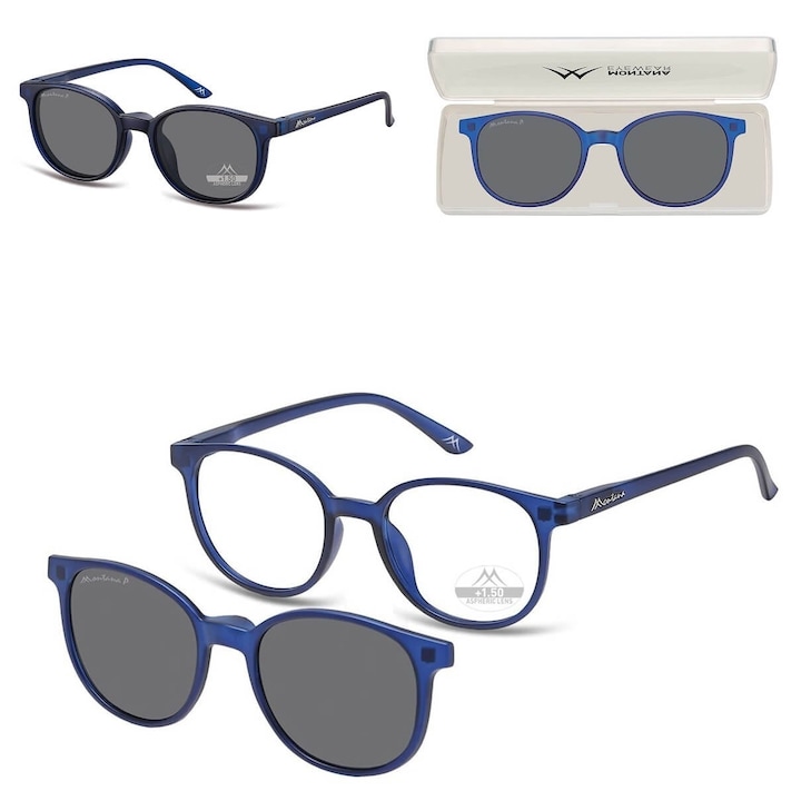Ochelari de vedere Montana, 2 in 1, +3.50 dioptrii, plastic, albastru