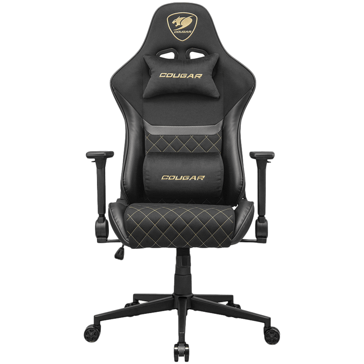 COUGAR Gamer szék, Armor One V2 Gold F, PVC bőr, állítható, 4D összecsukható karfa, fekete