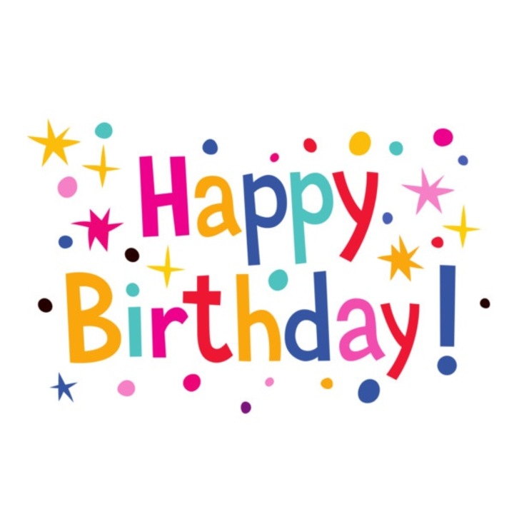 Boldog születésnapot matrica, 120x120 mm, többszínű