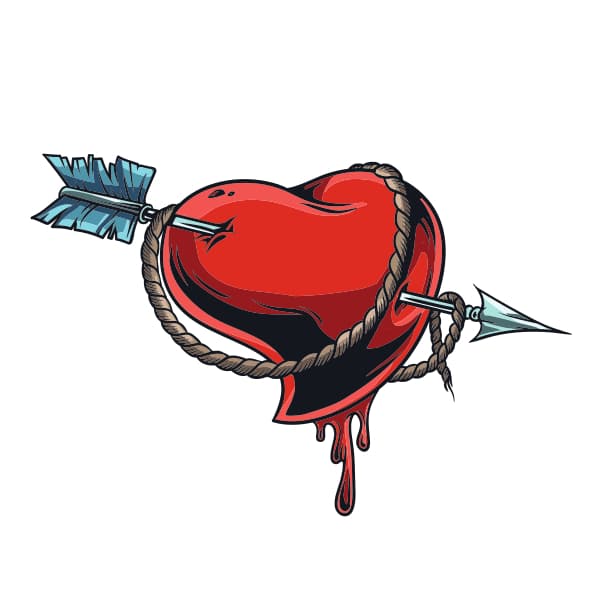 Изображение за термотрансферен печат Стрелка сърце, 150 мм x 150 мм, за текстил, комплект за персонализиране, дизайн за тениски, модни аксесоари