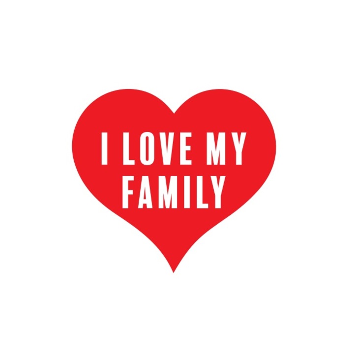 Имидж трансфер термичен, I love my Family, 120mm x 120mm, за тениски, червено/бяло