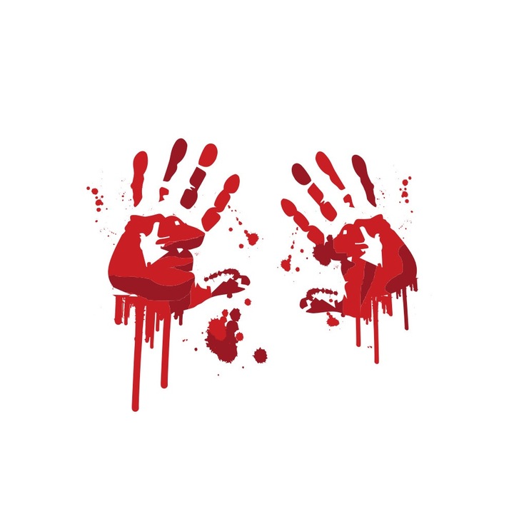 Изображение за термотрансфер върху текстил, Кървави ръце, 120x120 мм, дизайн за тениски, червено
