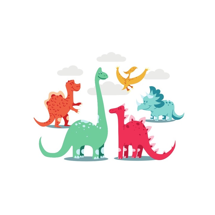 Изображение за трансфер върху текстил, Динозаври, 150 мм x 150 мм, многоцветен, за деца, персонализиране на дрехи