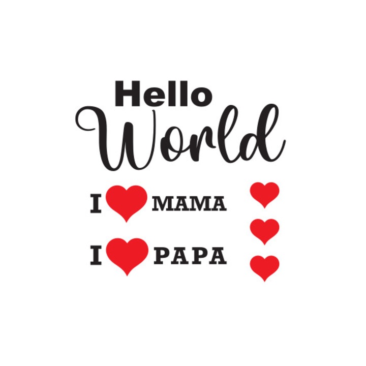 Bugelbilder Hello World - I Love, 85mm x 85mm, термотрансфер, текстилни аксесоари, за деца, дизайн на тениска