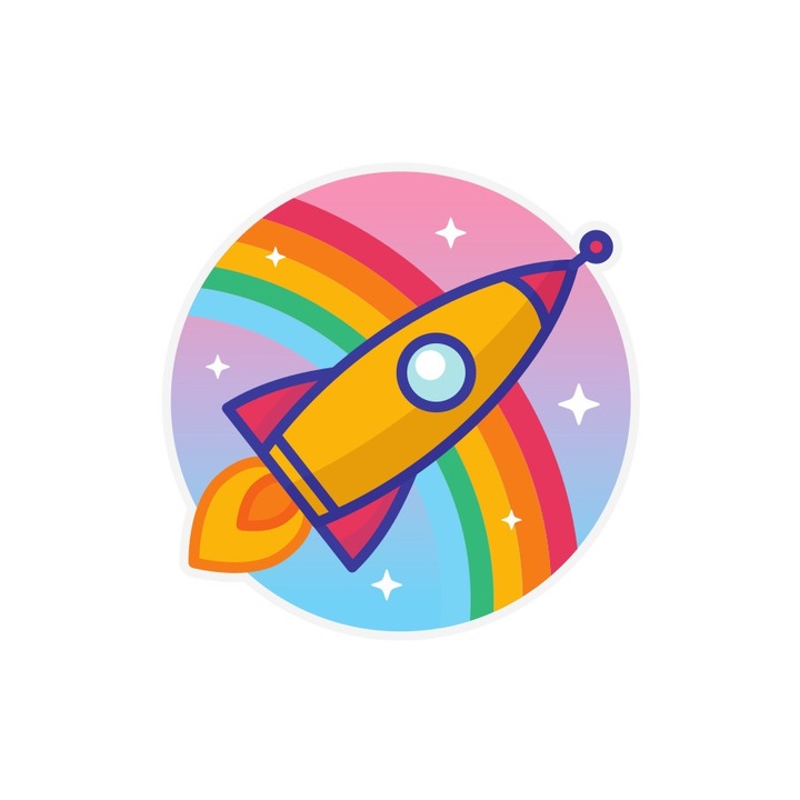 Стикер ракета, 150x150мм, многоцветен
