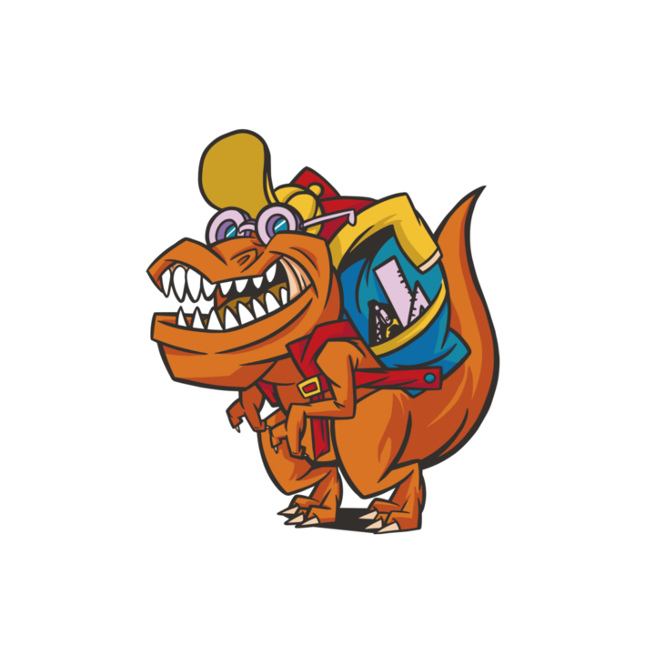 Bugelbild School T-Rex, 150mm x 150mm, трансфер на топлина, дизайн за тениски, комплект за направи си сам