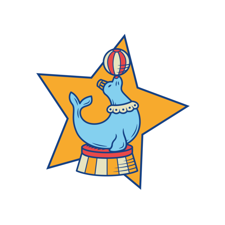 Bugelbild Zirkus Seehund Balltrick, 120x120mm, термотрансфер за текстил, комплект за "Направи си сам"