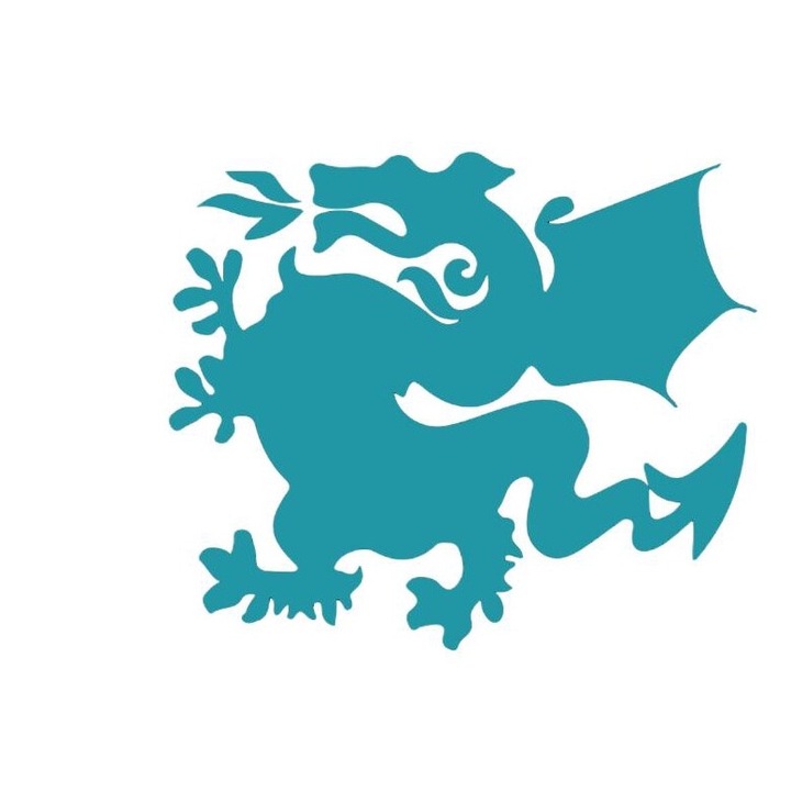 Термо стикер Силует на дракон, 150мм x 150мм, Син