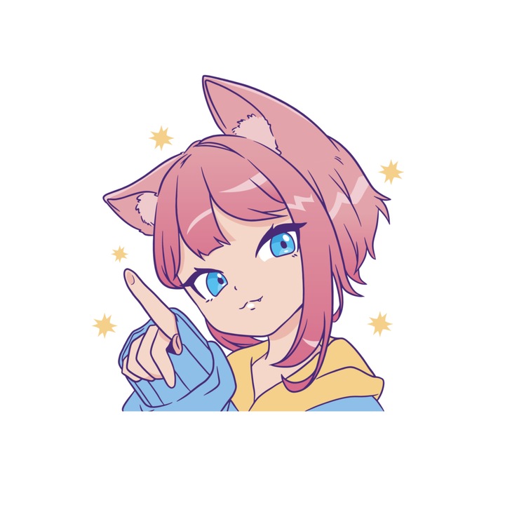 Стикер ANIME Cat-Girl, 150мм x 150мм, термотрансферен за текстил, многоцветен