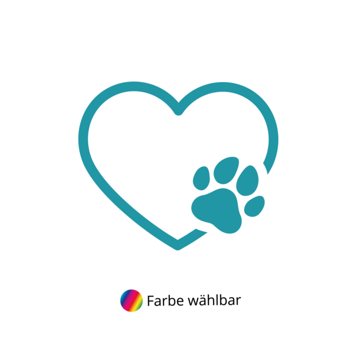 Бугелбилд със сърце и кучешка лапа, черен, 120 мм x 120 мм, комплект за текстилен трансфер