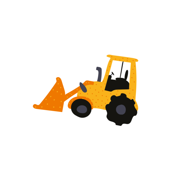 Bugelbild комикс булдозер, 150 мм x 150 мм, термотрансфер за деца, текстилни аксесоари