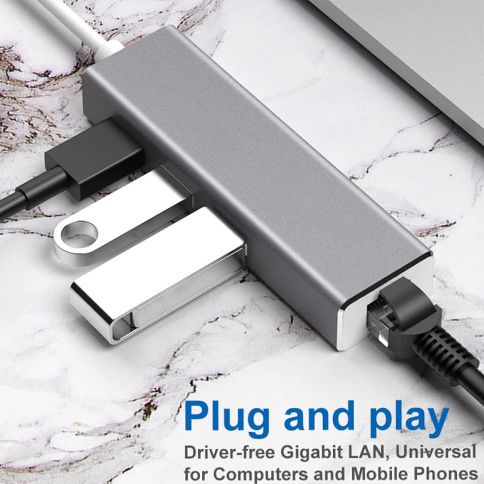 Adaptor Type-C HUB 3x USB 2.0 Ethernet RJ45 + Adaptor Type-C USB 3.0 ...