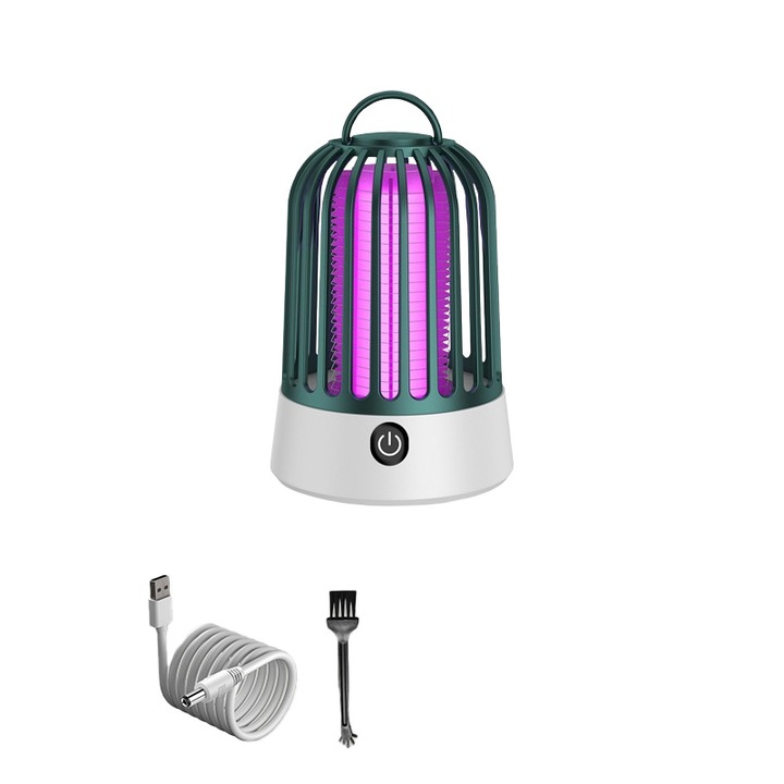 UV лампа против насекоми, Majurphy, USB зареждащ модел, репелент против комари, репелент за мухи, репелент за насекоми, с 360° излъчване за вътрешна или външна употреба, 5W, зелен