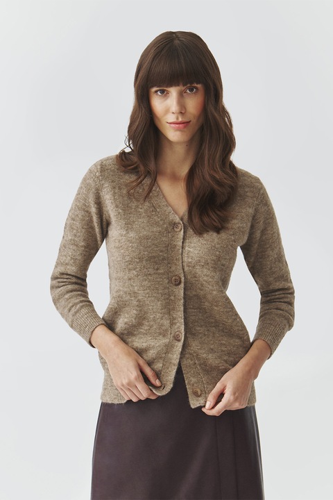 Tatuum, Crdigan din amestec de lana cu nasturi, Maro melange