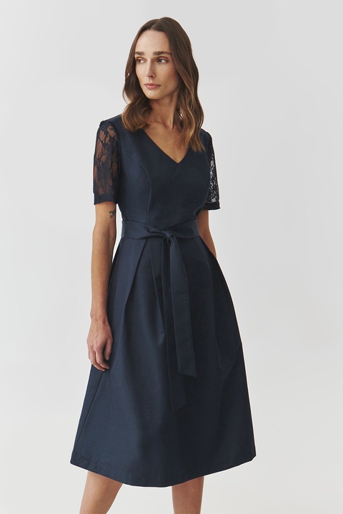 Tatuum, Bővülő fazonú ruha csipkés ujjakkal, Tengerészkék