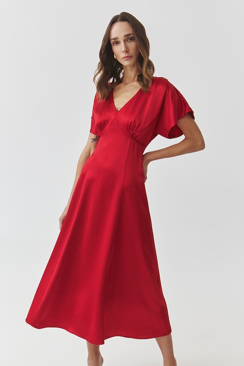Tatuum, Rochie din satin cu croiala empire, Rosu