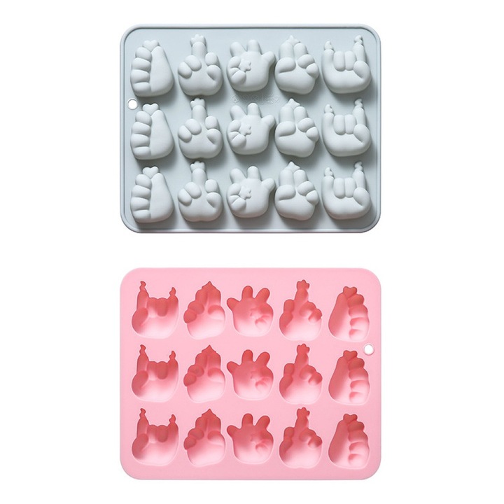 Wisolt szilikon forma, 2 db-os készlet, gesztus alakú, jéghez és sütéshez